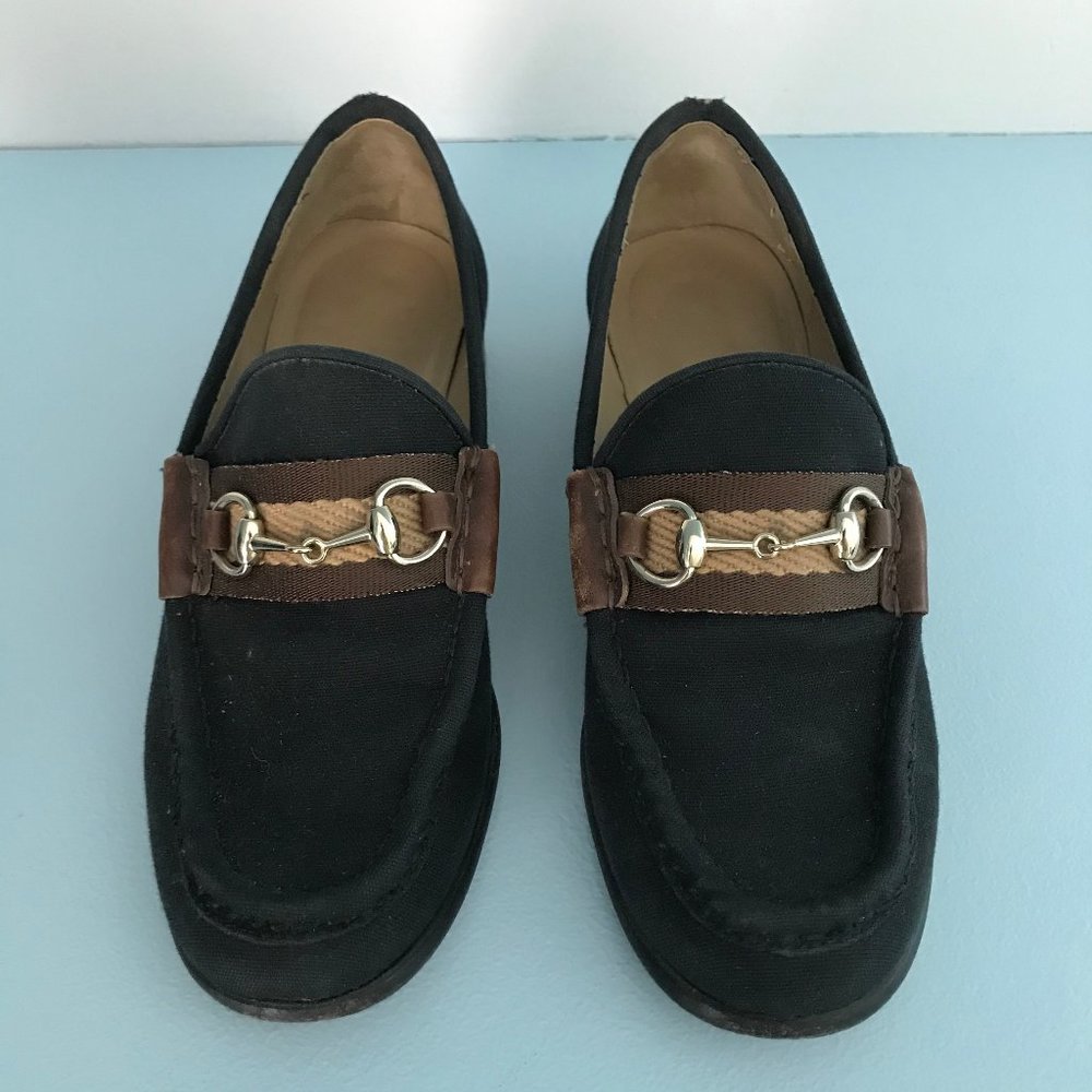 Gucci Black Material Loafers Size 34.5